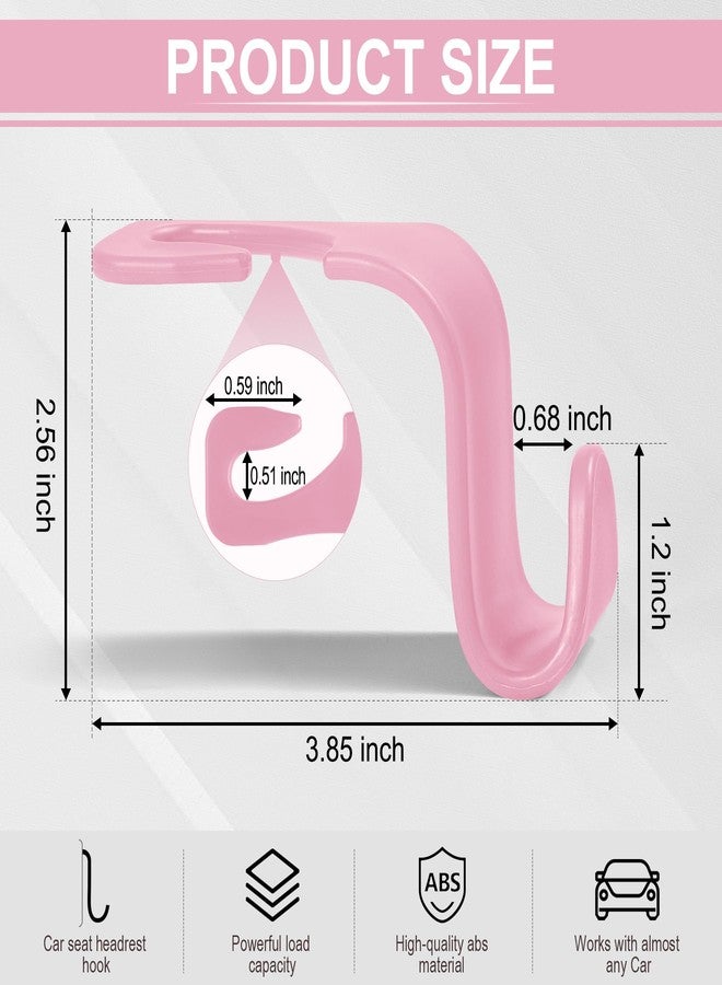 LivTee Car Seat Headrest Hook, Auto Seat Hook Hangers Storage Organizer Interior Accessories for Purse Coats Umbrellas Grocery Bags Handbag, 4-Pack - Pink - Image 3